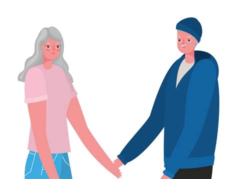 Senior Woman And Man Cartoons Holding Hands 1760679 Vector Art At Vecteezy