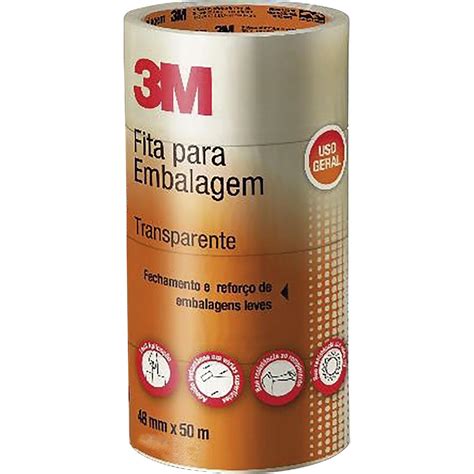 Fita Para Embalagem Transparente 48mmX50m 3M FK