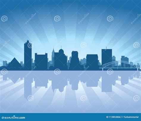 Memphis Tennessee City Skyline Silhouette Stock Vector Illustration