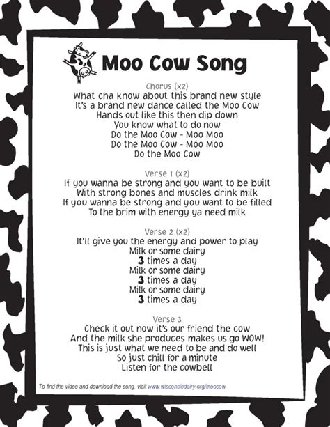 Moo Cow Brain Break Song Lyrics | Midwest Dairy