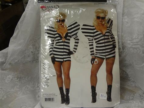 Halloween Costume Womans Grownup Horny Jail Prisoner Convict Gown Black