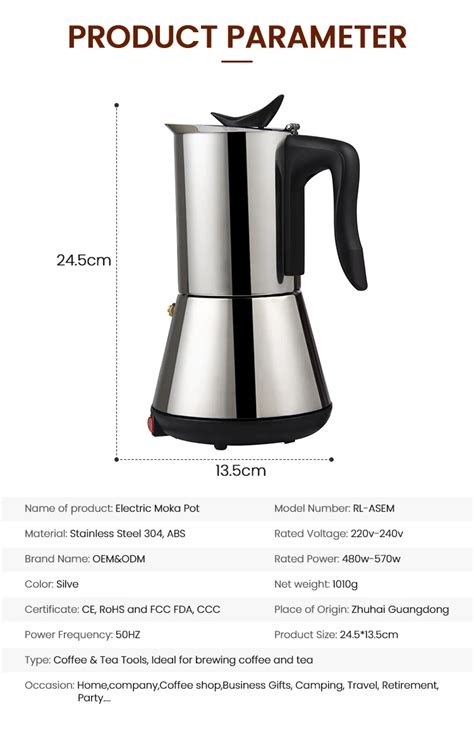 Best Selling Products 220v Electronic Moka Pot Stainless Steel Coffee