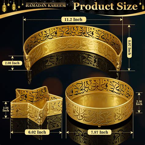 Enhon 3 Pcs Ramadan Eid Tray Eid Mubarak Moon Star Tray Eid Ramadan