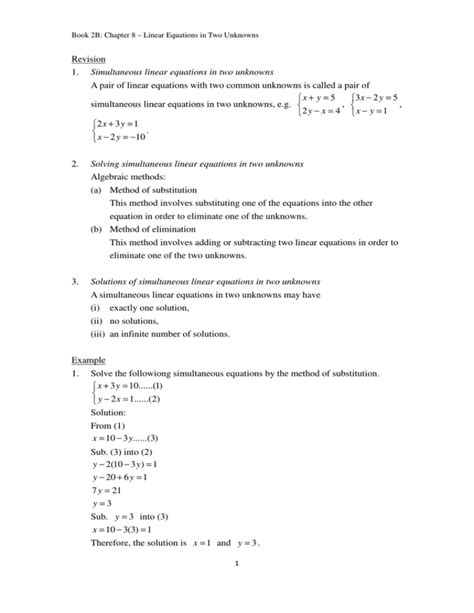 How To Solve Simultaneous Equations With Two Unknowns Tessshebaylo