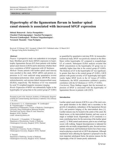 (PDF) Hypertrophy of the ligamentum flavum in lumbar spinal canal stenosis is associated with ...