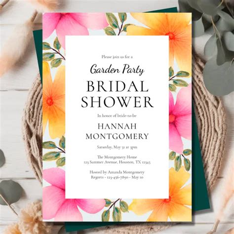 Floral Garden Party Bridal Shower Invitation Zazzle