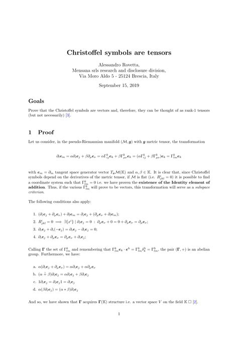 (PDF) Christoffel symbols are vectors