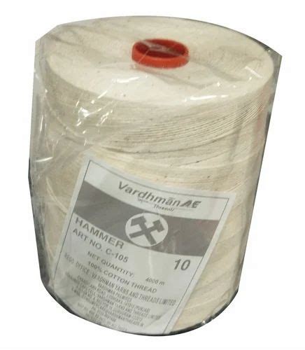 White Plain 4000m Vardhman Cotton Thread For Sewing Packaging Type