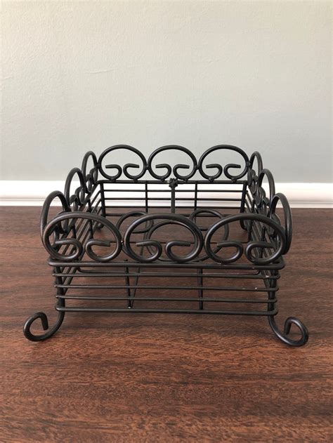 Black Wrought Iron Napkin Holder Etsy