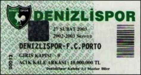 Paixão pelo Porto Curiosidades FCP O bilhete do Denizlispor FC