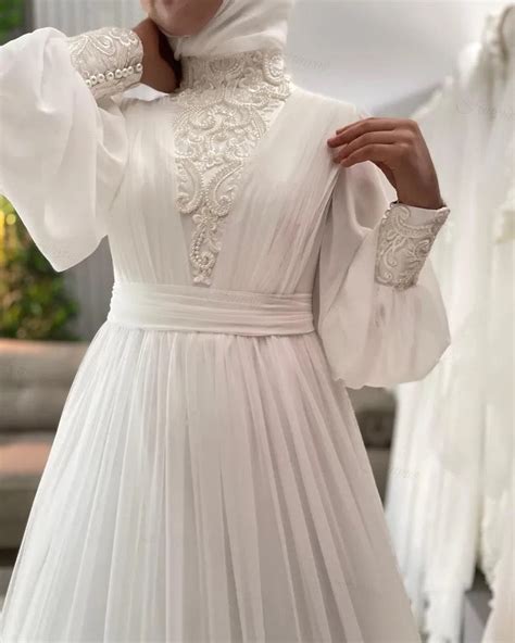 Elegant Lace Muslim Wedding Dresses 2023 Dubai Arabic Tanya Bridal