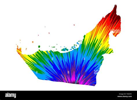 United Arab Emirates Map Is Designed Rainbow Abstract Colorful Pattern United Arab Emirates