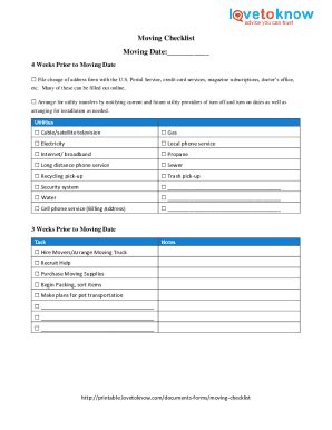 Fillable Online The Complete Change Of Address Checklist Who To Notify