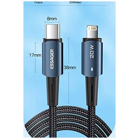 Cabo USB C Lightning 1 Metro Para Iphone Macbook Ipad PD 20W MFi