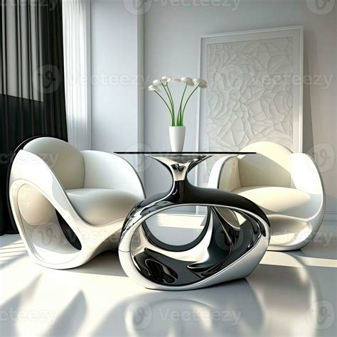 Ultra Modern Furniture of Luxury Two Armchairs and Plant Pot on Table ...