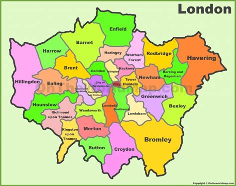 Map Of London 32 Boroughs & Neighborhoods - Printable Map Of London ...