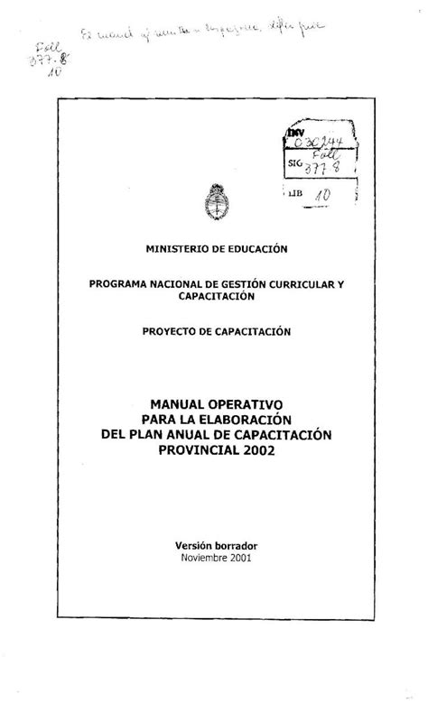 PDF Proyecto de capacitación manual operativo para la