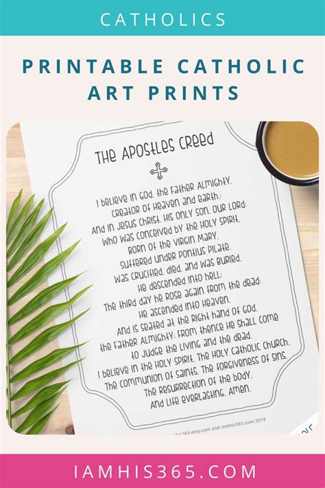 Apostles Creed Catholic Prayer Printable Art Print Apostles Creed