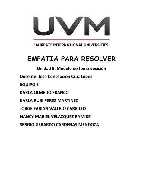 Equipo Empatia Buen Trabajo Empatia Para Resolver Unidad