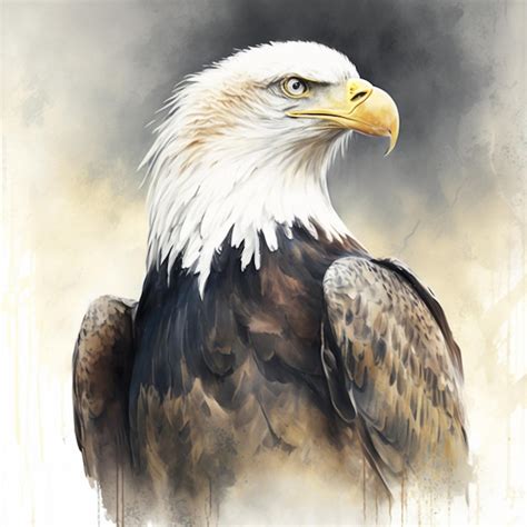 Premium Photo Painting Of A Bald Eagle With A White Head And Black