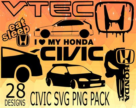 Civic Svg Png Design Bundle Sticker Design Pack Cricuit Etsy De