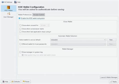 Disable KDE wallet popups KDE wallet configuration | VNTweb CMS Website ...