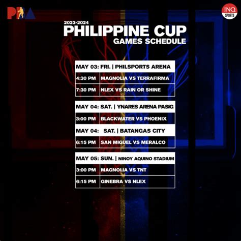 SCHEDULE 2024 PBA Philippine Cup Philippines Times