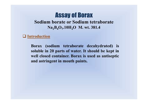 Assay Of Borax