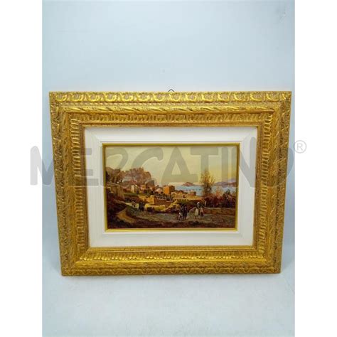 Quadro Olio Su Tela Scorcio Pozzuoli Cornice Oro Mercatino Dell Usato