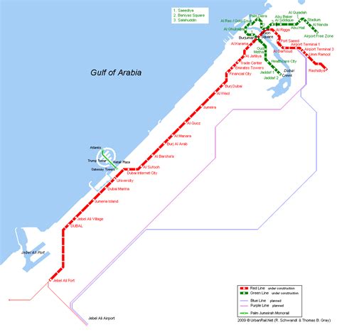 Detail Dubai Metro Red Line Stations and Route Map | UAE Dubai Metro ...