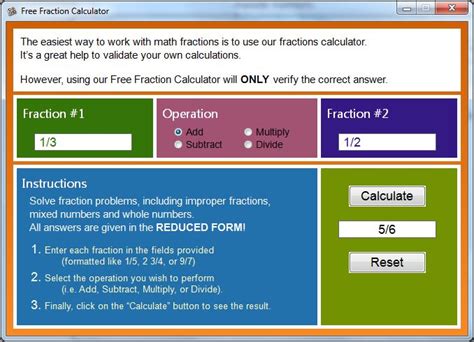 Free Fraction Calculator - Media Freeware Download