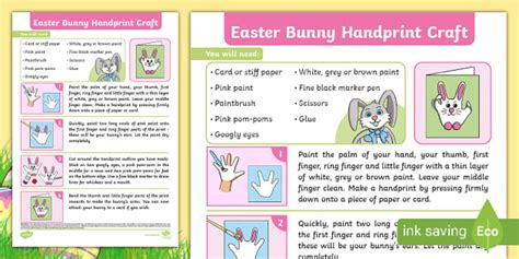 Easter Handprint Bunny Craft Activity Teacher Made