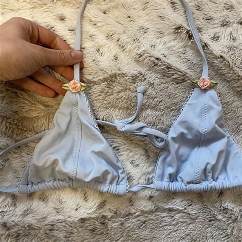 Pacsun Baby Blue Rosette Bikini Size Medium Only Depop