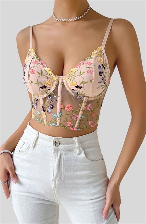 Floral Embroidery Corset Lace Crop Top Vc Secret Sri Lanka