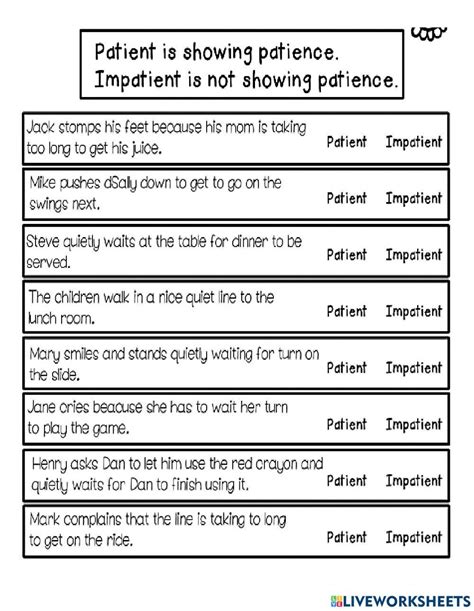 Patience Worksheet Live Worksheets Worksheets Library