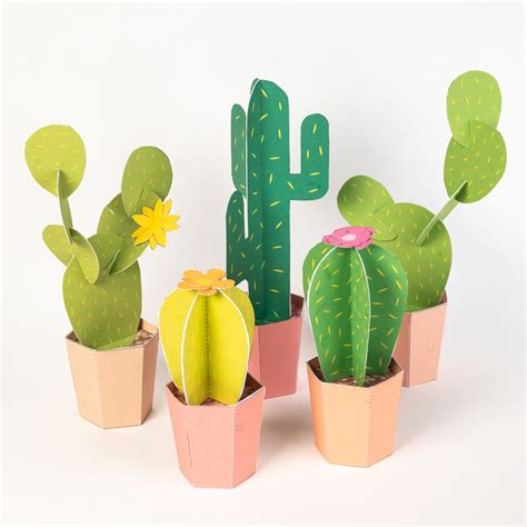 Printable Paper Craft For Free Terrarium Plants Cactus