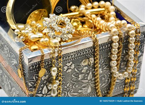 A Treasure Chest Full Of Jewels Pearls And Gold Stock Image Image