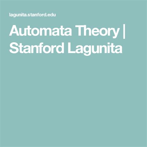 Automata Theory Stanford Lagunita Stanford Context Free Grammar