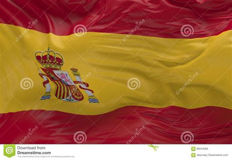 La Bandera De La España Que Agita En El Viento 3d Rinde Stock de