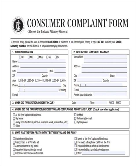 Free General Complaint Forms In Pdf Ms Word Excel