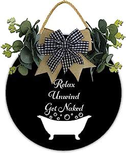 Amazon Sokomurg Relax Unwind Get Naked Sign For Front Door Rustic