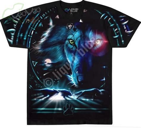 Sklep Veoevo Pl Koszulki Malowane Pazurem Tribal Wolf Liquid Blue