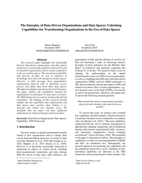 PDF The Interplay Of Data Driven Organizations And Data Spaces