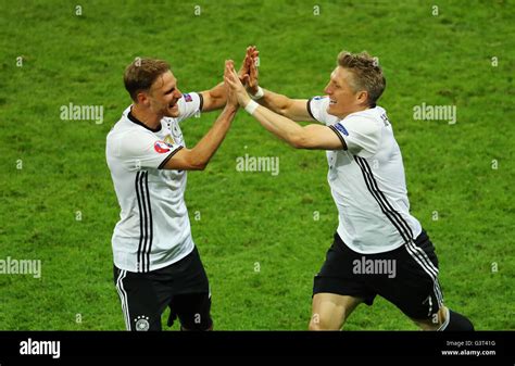 Bastian Schweinsteiger R Of Germany Celebrates With Benedikt Hoewedes