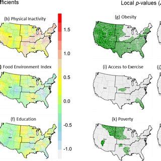 Spatial Variation Of Local Coefficients And P Values Adjusted Of