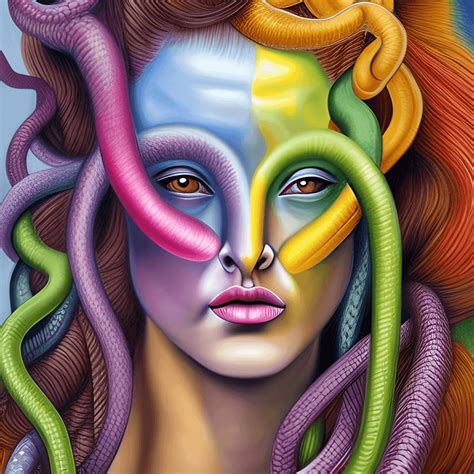 Medusa Rainbow Purlesque Hyper Realistic Painting Creative Fabrica