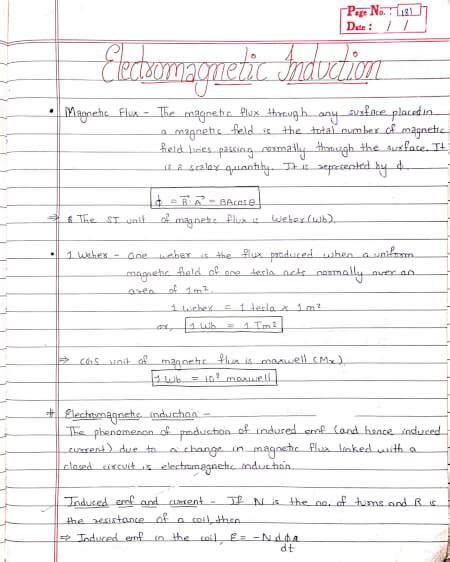 Electromagnetic Induction Class 12 Physics Handwritten Notes Shop