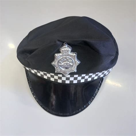 Police Hat Black and White - Partylicious