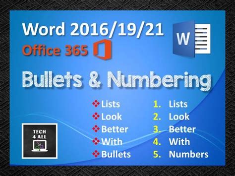 Bullets and Numbering in Microsoft Word | Teaching Resources