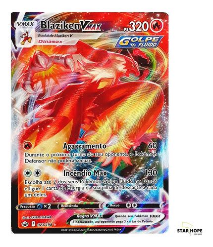 Carta Pok Mon Blaziken Vmax Golpe Fluido Reinado Arrepiante